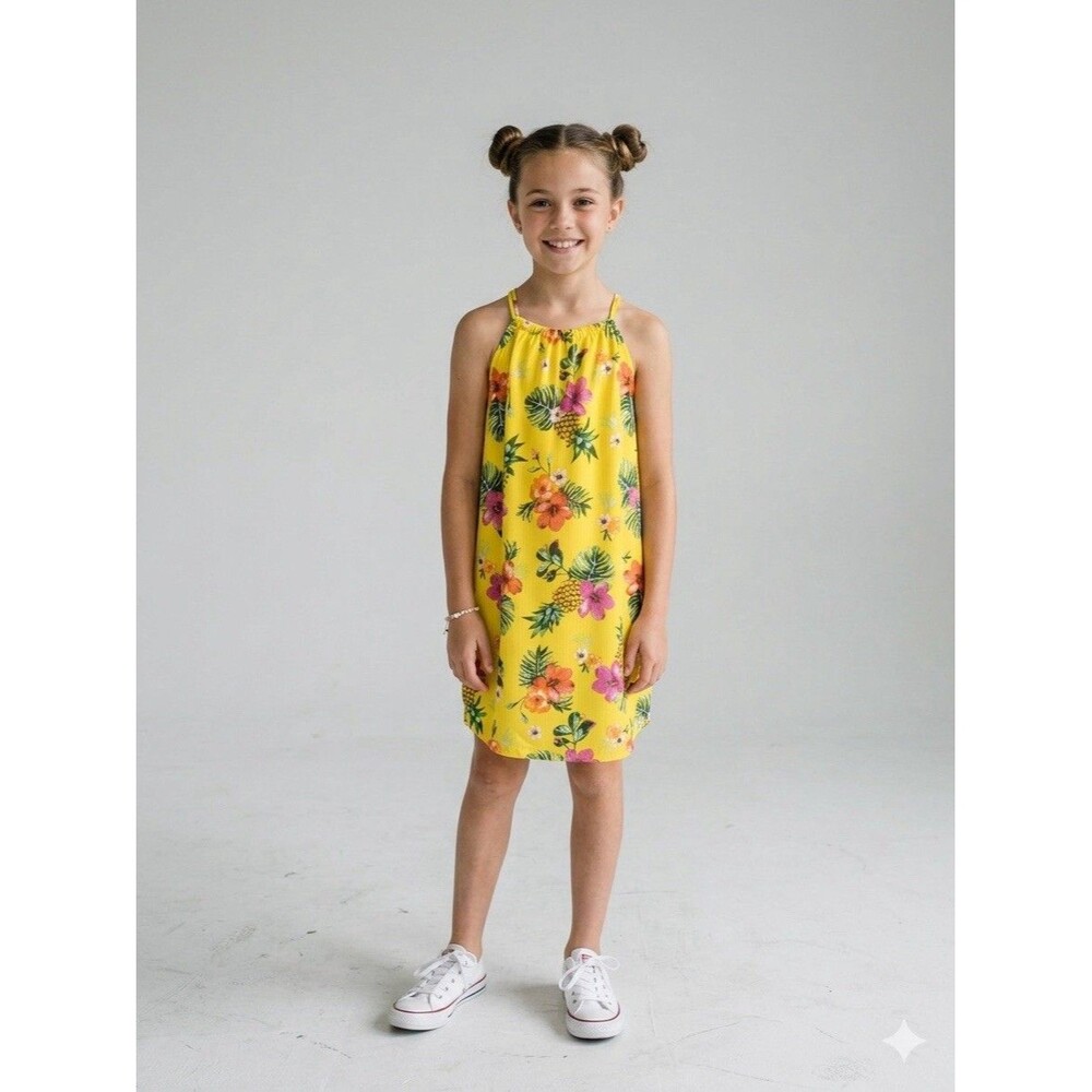 H&M Tropical Pineapple Halter Dress Girls 12 14 Kidcore Summer Boho